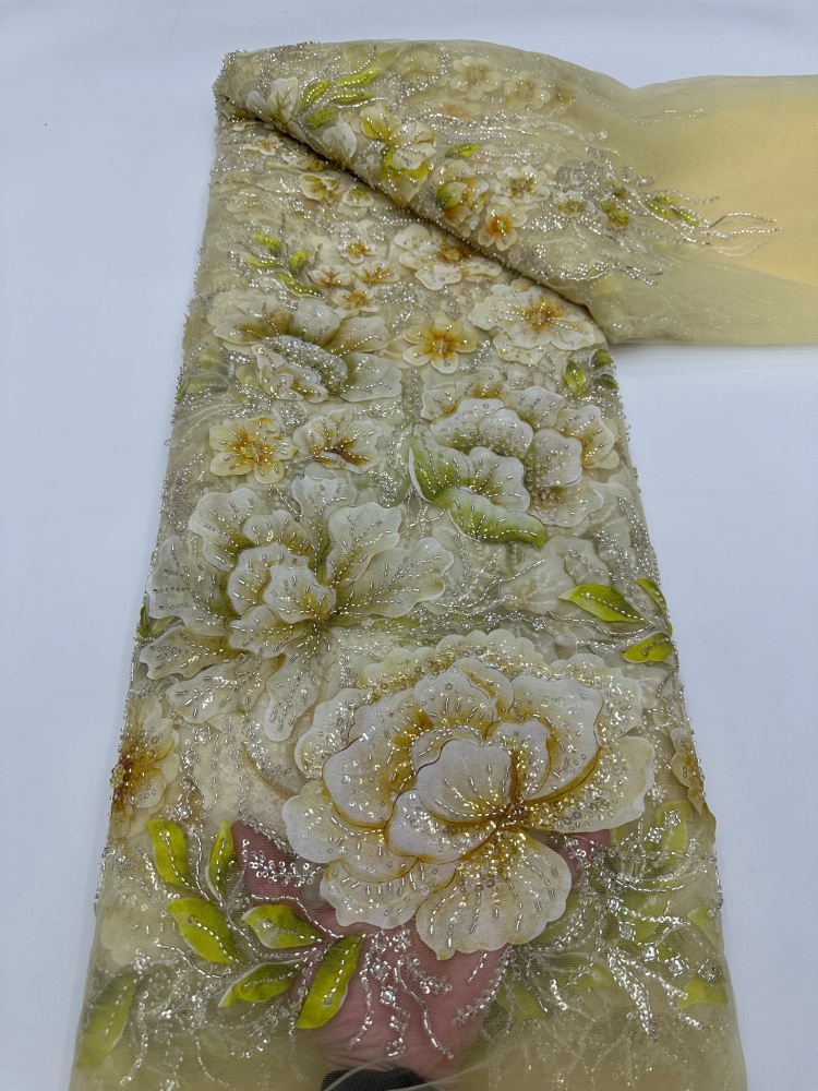 French Mesh Beaded Lace Fabric - Glitter Tablecloth 评论和价格