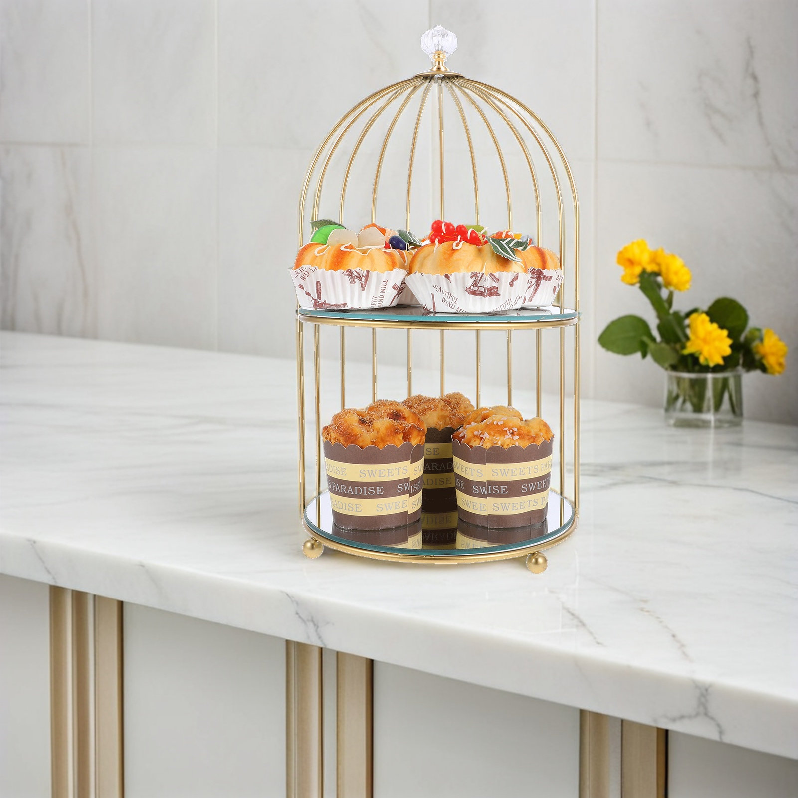 Birdcage Multi-Tier Dessert St - Cupcake Stand Tier 评论和价格