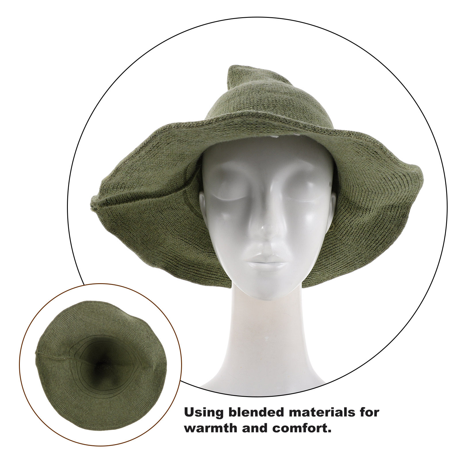 Men's Green Witch Hat Wool Ble - Party Hat Cone 评论和价格