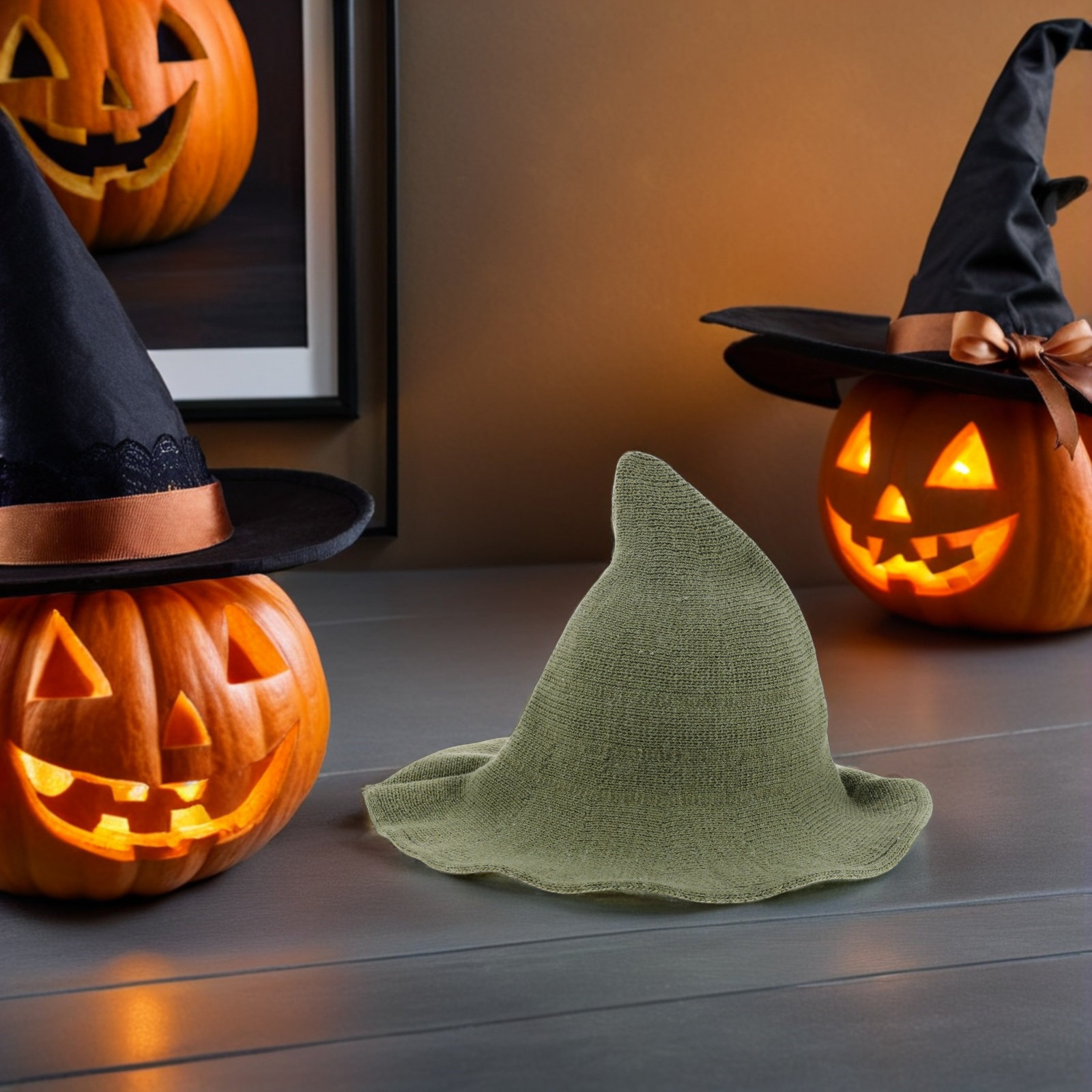 Men's Green Witch Hat Wool Ble - Party Hat Cone 评论和价格