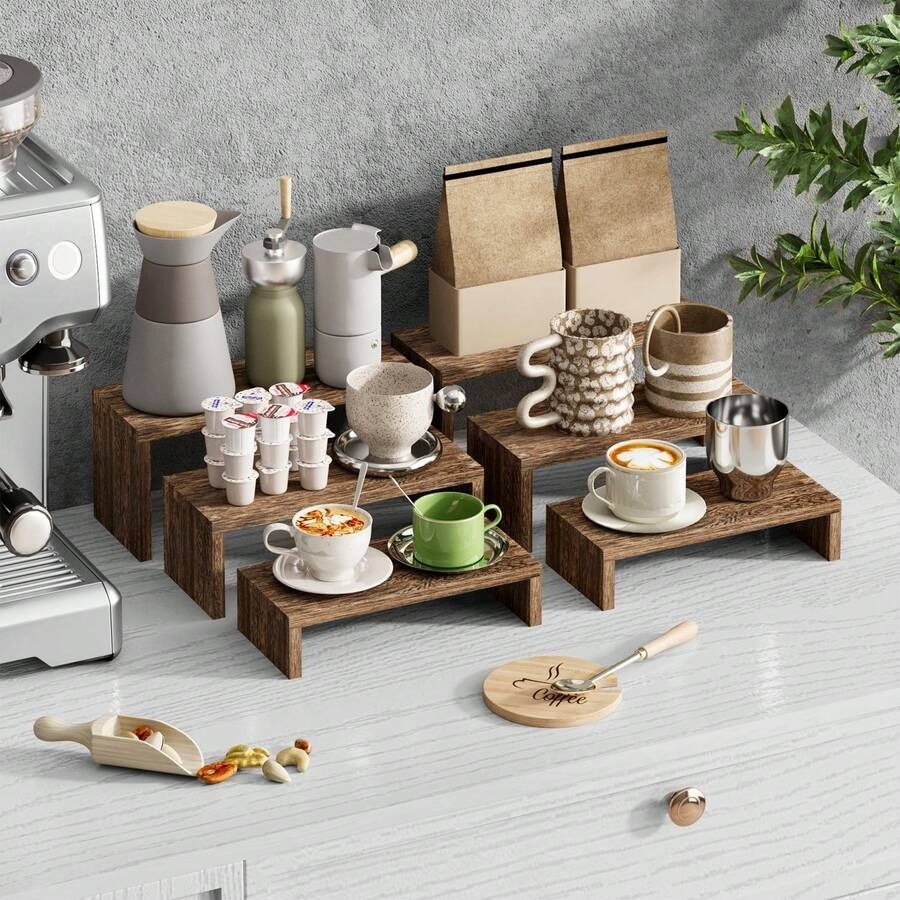 6pcs Display Wood Stand, Woode - Cupcake Stand Tier 评论和价格