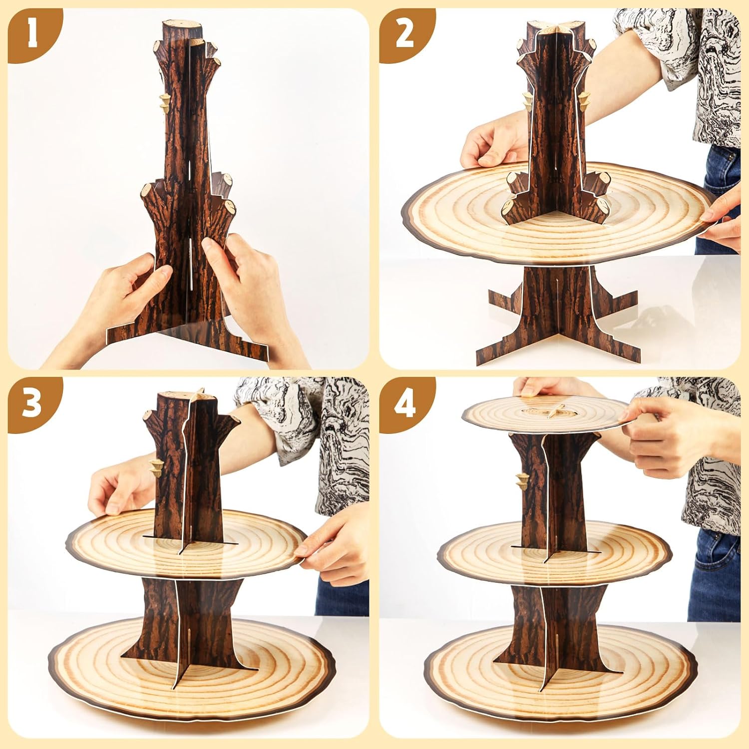 Wooden Cupcake Stand Decoratio - Cupcake Stand Tier 评论和价格